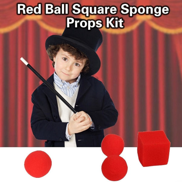 1 set trick rekvisita Supermjuk interaktiv njutbar minimalistisk röd boll fyrkantig svamp rekvisitasats roliga prylar