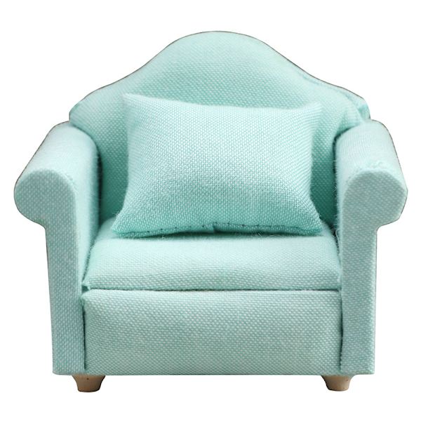 Lantlig stil fåtölj mini soffa dockhus miniatyr soffa och set trä simulering möbler flickors favoritgåva Pure green