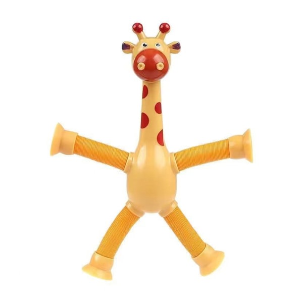 Tecknad giraff Pop-Tube Teleskopisk sugkopp Sensorisk leksak Djur Sucker Toy Fidgets Sensorisk leksak Julklapp till barn Gul - 2