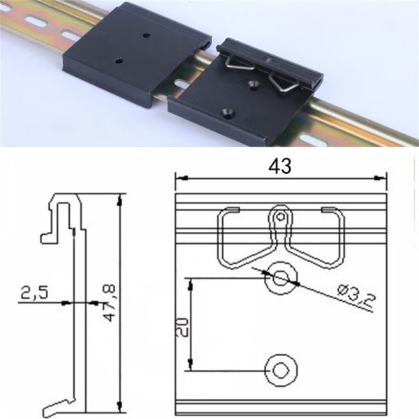 4 kpl DIN-kisko kiinnitysklipsi Snap in Din-Rail asennuskiinnikkeet DIN