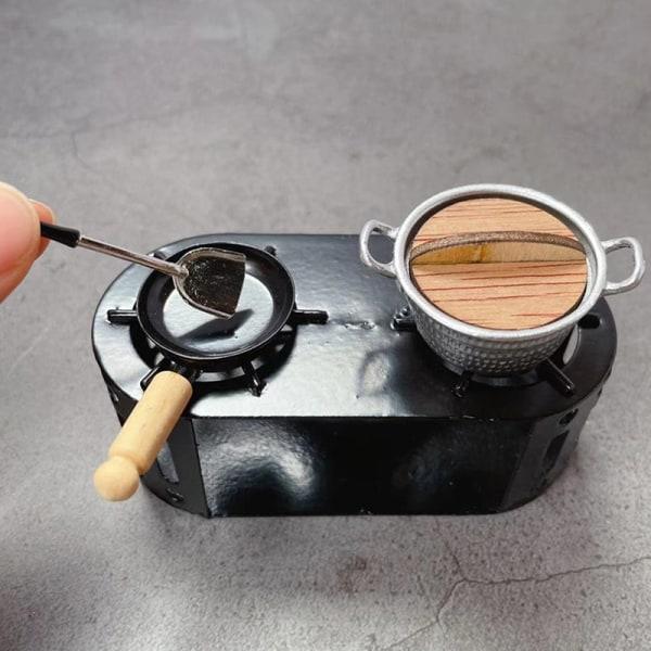 1:12 Dukkehus Miniature Scene Spis Mini Køkken Sort Metal