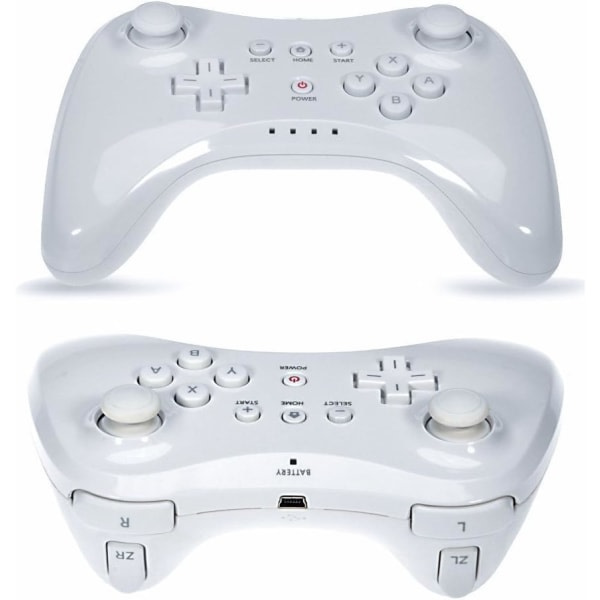 Trådløs Controller Gamepad Fjernkontroll for Nintendo Wii U Pro, Hvit