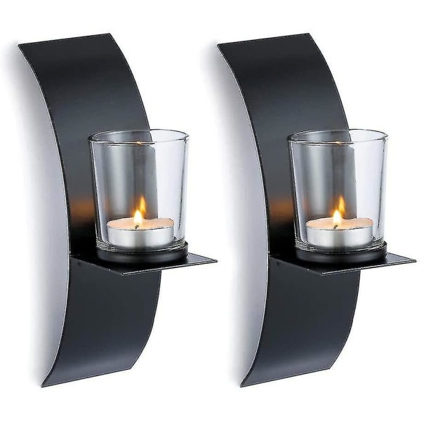 2-pack Nya Hemma Ljusstake Hållare Handgjorda Järnhängande Vägglampa Ljusstake Hylla
