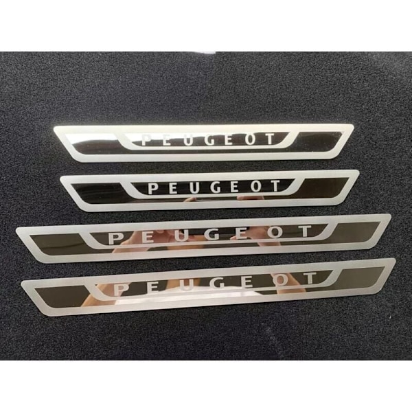 Sett med 4 dørterskelbeskyttere i stål for Peugeot 308 408 508 3008 2008 307, ultratynn dørterskel velkomstpedal,