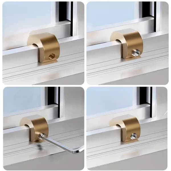 Fönsterbegränsare i aluminiumlegering (stil C, 3-pack) – Säkerhetsbegränsningslås för skjutfönster