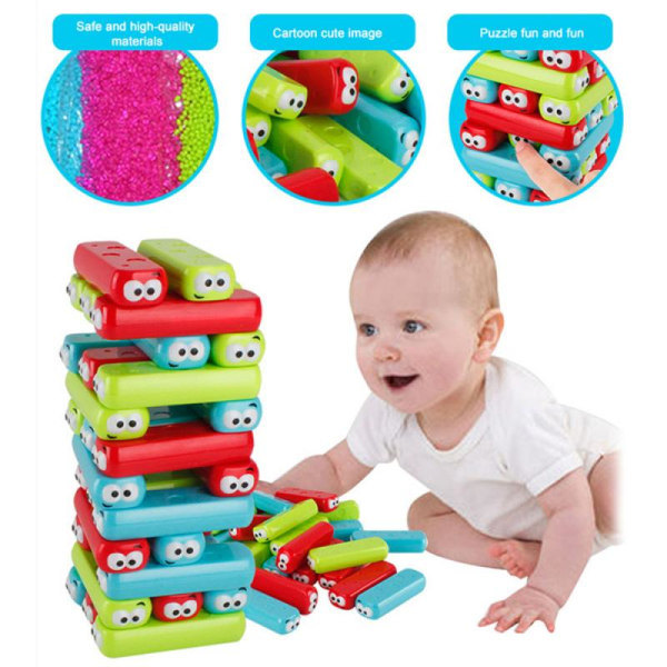 Baby Jenga Stack Up Pumpande Byggklosser Mini Plast