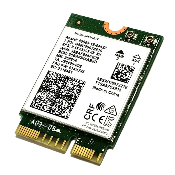 Trådlös AC Dual Band Wifi-kort Adapter för Intel 9462NGW CNVI NGFF för M.2 för Key E med Bluetooth Kompatibel 5.0 för
