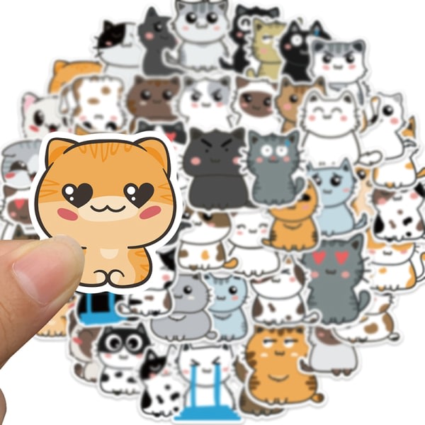 50 st Mixed e Cat Animal Graffiti Sticker Bilgitarr resväska L Multicolor en one size Multicolor one size
