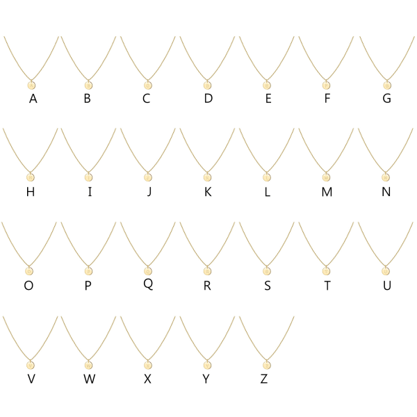 Justerbart Snyggt Initialhänge Halsband Bokstav Guldkedja Halsband Mode Disk Halsband Handgjord Gåva för Par null - C