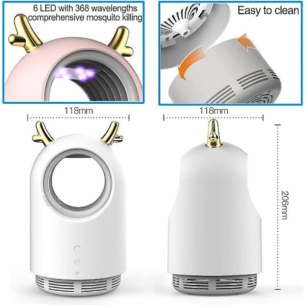 Sähköinen hyttysmyrkytyslamppu, USB-hyönteismyrkytin Bug Zapper Anti Mosquito Trap Lykta, hylkivä lamppu, makuuhuoneeseen, olohuoneeseen, keittiöön, vaaleanpunainen (1 kpl)
