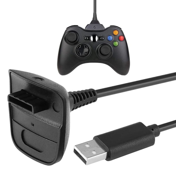 Opladerkabel til Xbox 360 controller - 150cm sort