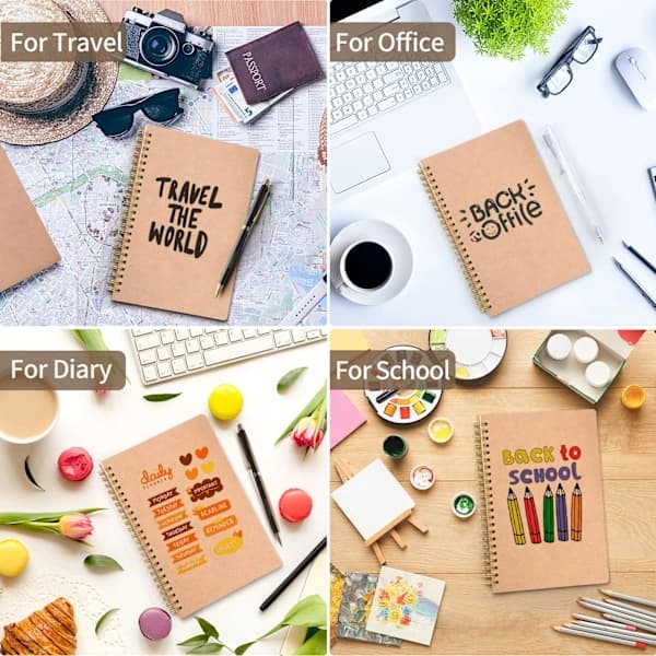 A5 Lined Spiral Notebook, 4-pack, 50 Pages/Book, 80g Thick Paper, Perfect Notebook