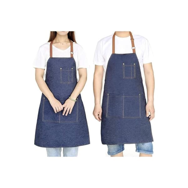 Justerbart Unisex Denimforkle for Matlaging & Håndverk, Mørkeblå