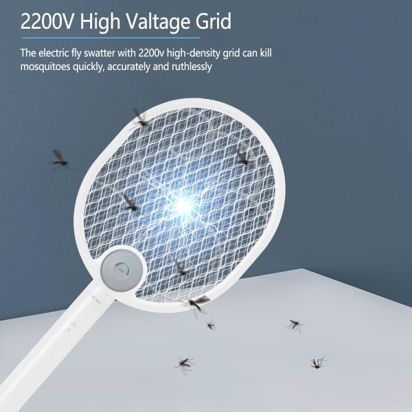 Elektrisk flugsmällare flugdödare Uppladdningsbar flugsackare Vikbar buggzapper-racket USB laddning Inomhus utomhus Lätt campingtillbehör