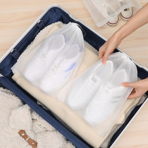 10 stk. Sko Opbevaringspose Garderobe Organizer Non-woven Rejse Porta Hvid 10stk 32*38cm White 10pcs 32*38cm