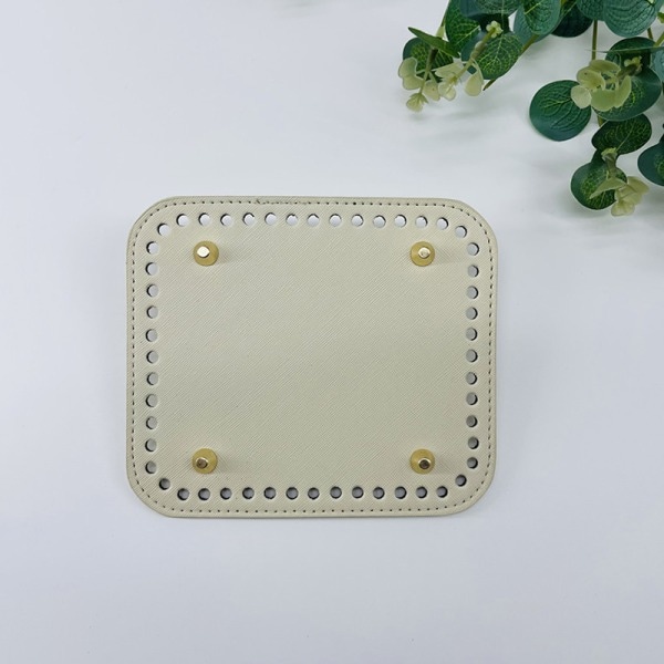 Bottnar DIY Läder Handgjord Fyrkantig Bottenväska Tillbehör Beige