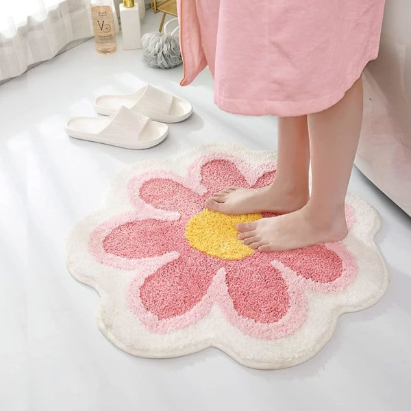 Matto, vedenimevä liukumaton matto, pehmeä nukkainen konepesu matto (vaaleanpunainen 40cm)