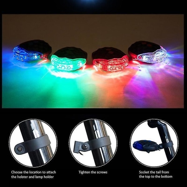 Värikäs timantti pyöreä pyörän laser takavalo 5LED yhdensuuntainen viiva koko taivas tähti varoitusvalo vihreä