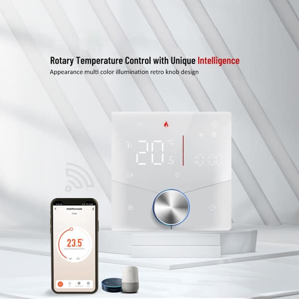Smart WiFi Termostat, Digital Stemmekontroll, Ukentlig Programmerbar Temperaturkontroller Smart Knapp Digital Termostat