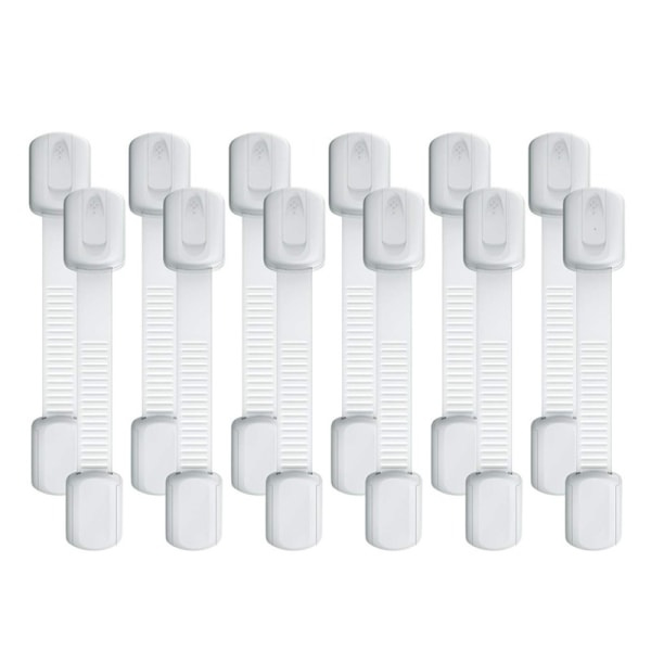 12-pack barnsäkra baby Spärrar för lådor, kyl, diskmaskin, toalettsits, skåp, ugn, papperskorg, ingen borrning，fleranvändningslim