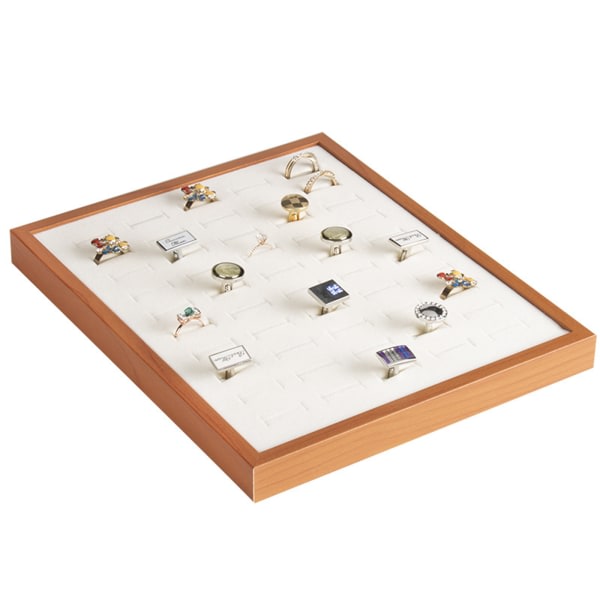 Elegant Ringdisplayhållare Vikbar Träram Örhängeshållare Smyckesförvaringsbricka Organizer Halsbandsställ för Visning null - A