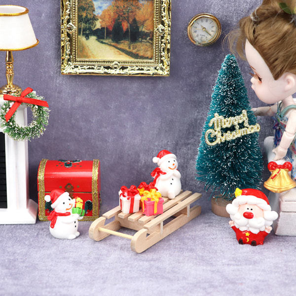 1/12 Dukkehus Jul Scene Model Slæde Juleæske Sæt Dockhus Miniature Dele Null - Juleæske