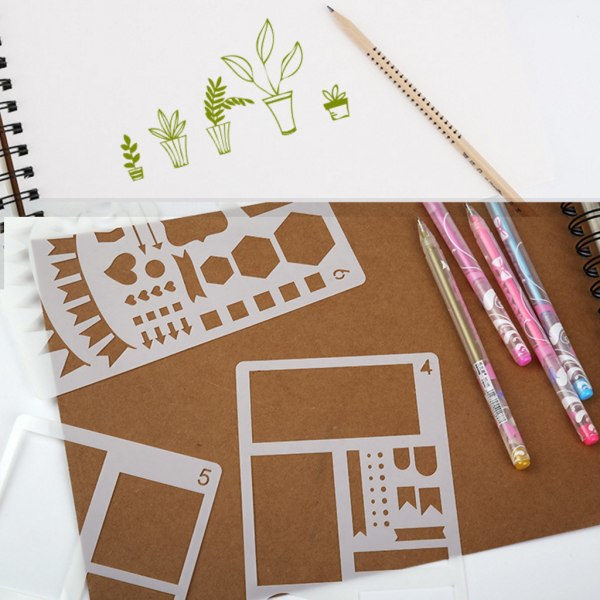 Erilaisia Maalausstencil-malleja DIY Koti- ja Suunnittelukoristeluun, Scrapbooking-albumiin, Käsitöihin ja Taiteeseen - 15