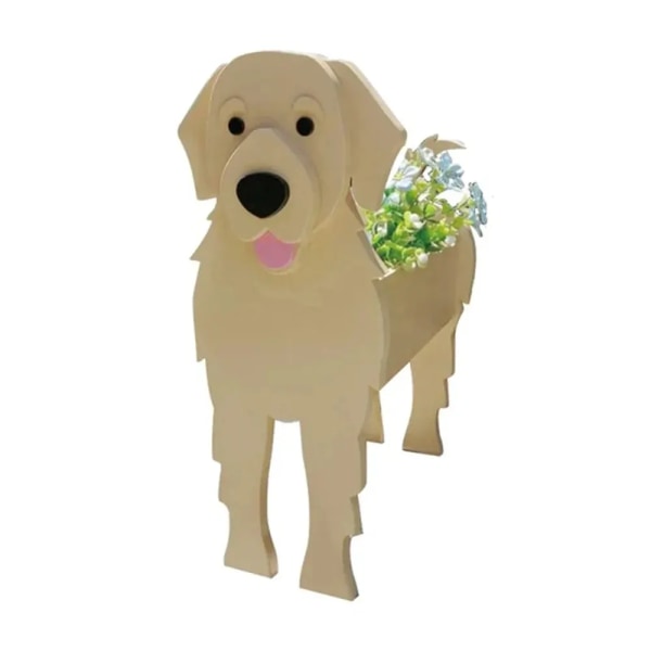 Haveplanter i form af en sød hund - Samoyed Labrador Shepherd hundevase - PVC-potter til indendørs og udendørs havedekoration A M