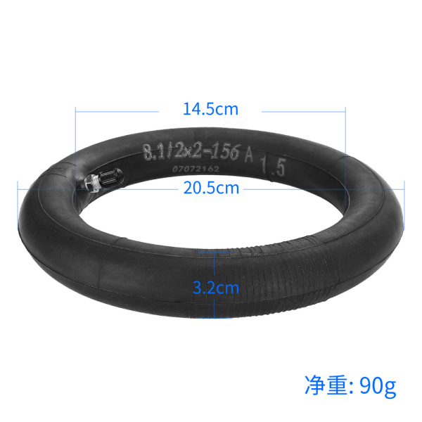 8,5 tums innerslang för Xiaomi elscooter 8 1/2*2 butylgummi innerslang med rak mun hög kvalitet och hållbart innerslang