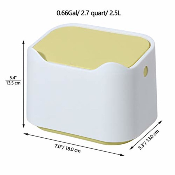 CDQ Mini soptunna för badrum med lock - gul och vit