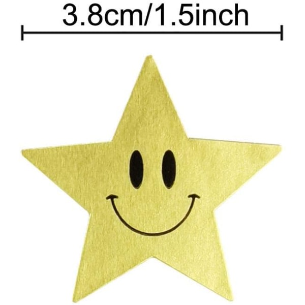 500 st/rulle Star Face Stickers, Guld Happy Face Star Shape Stickers, Folie Star Shape Sticker Etiketter med Happy Smile Scrapbooking 1,5 tum