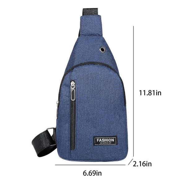 Liten Sling Bag Crossbody Bröst Axel Vattentät Sling Handväska En Rem Resväska För män Kvinnor Pojkar med hörlurshål B B