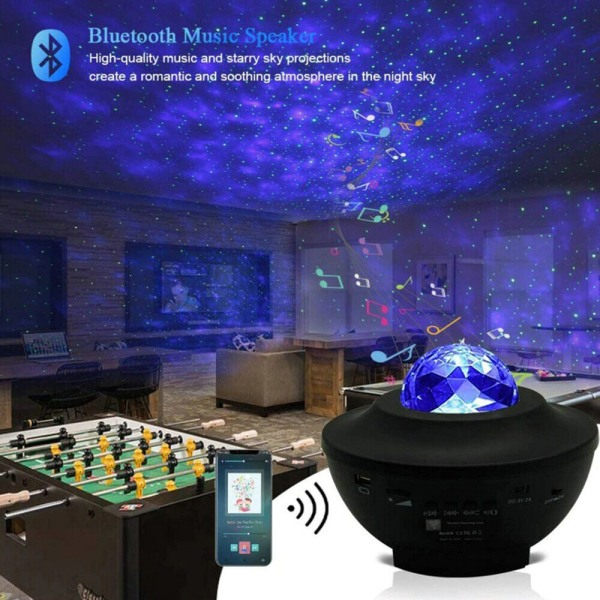 Stjärnprojektor Galaxy LED med Bluetooth-högtalare Fjärrkontroll Sky Lamp för barn vit