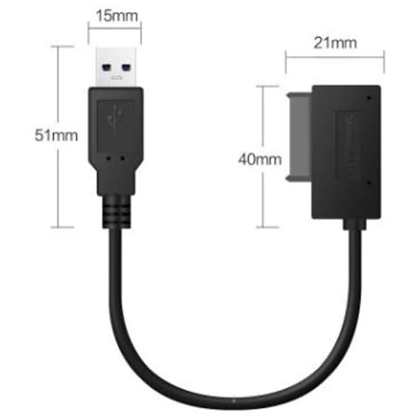 Slimline SATA til USB 2.0 Adapter til PC Laptop - 6P+7P, 13-pin Drevkabel