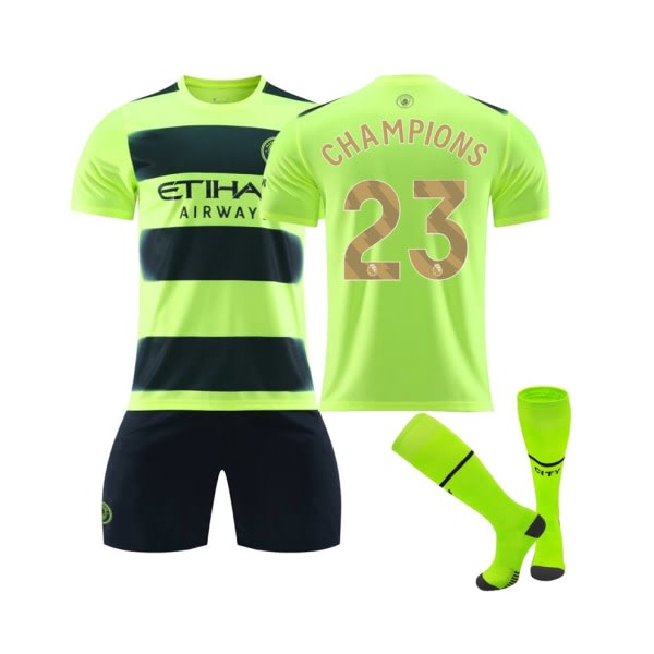 (2023 Manchester City Champions Jubileumssats för fotbollströja för barn, vuxna L(175-180CM)