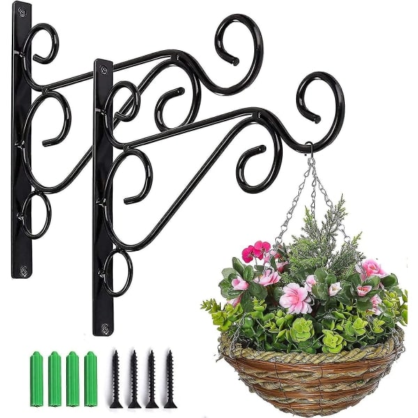 Järnväxthängande väggkrok Hängkorgfäste Järnfäste för lykta Blomkruka Planteringsstaket (svart) (1st)