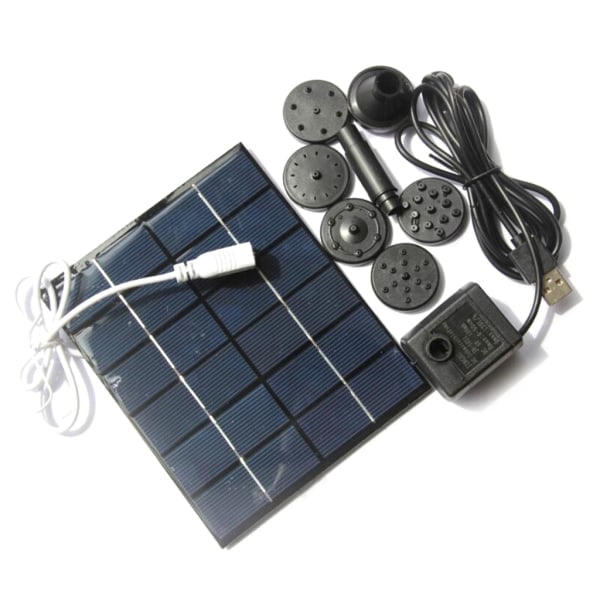 Trädgårdsfontän med vattenfall, landskapsvattenpump, 2W 6V solcellsdriven fontän