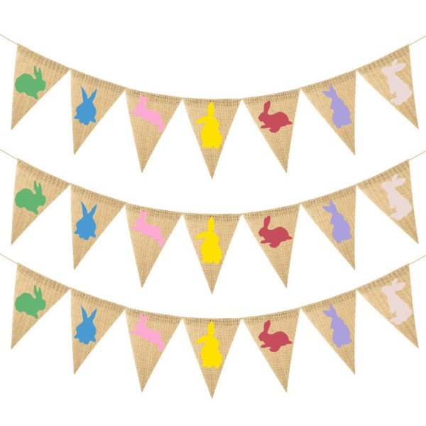Pääsiäiskanin lippukoristeet Liinavimppeli Seinäkoriste Bunting Lippu D