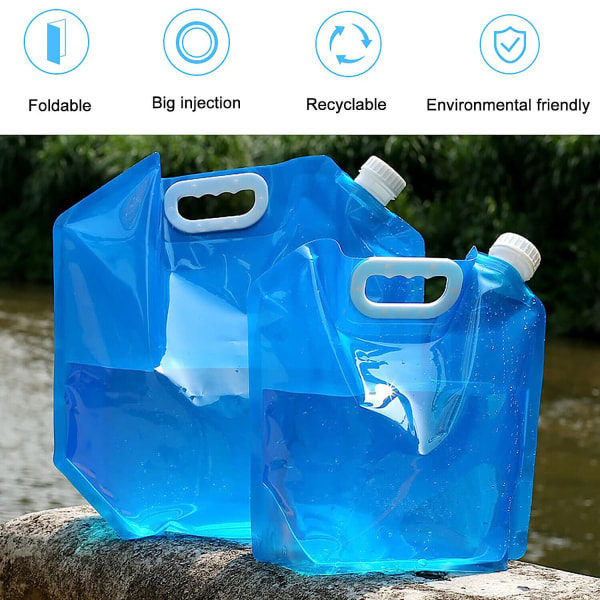 2-pack 10L hopfällbar vattenbärare förvaringsväska Hopfällbar dricksvattenpåse