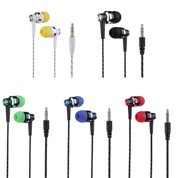 Snygg flettet linje stereomusikk hodetelefoner for in-ear-headset uten mikrofon hodetelefoner Svart Black