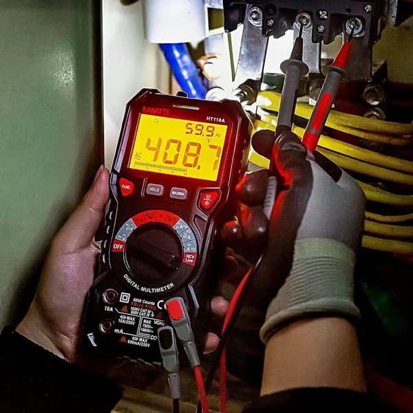 TRMS 6000 Digitalt Multimeter, Automatisk Områdevalg, LED Terminalguide, Spennings-/Strømtester