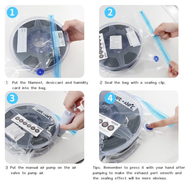 3D-printer Filamenttørker PLA/ABS/TPU Filament Oppbevaringsvakuumposer Sikker Oppbevaring Fuktresistent for 3D-printer null - 5