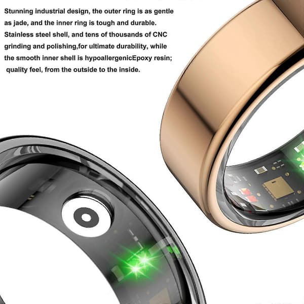 Smart Ring til Blodtryk, Sundheds- og Aktivitetsmonitorering - Blodsukker, Søvn, Puls, 100% Ny guld guld gold 8