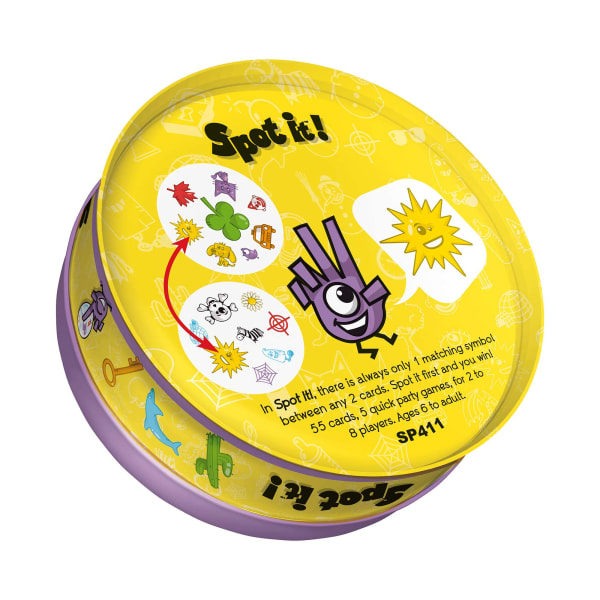 1x Klassiskt kortspel för åldern 6+ 2 till 8 spelare Spela på 15 minuter Spot It Lila Ny stil spot it purple new style