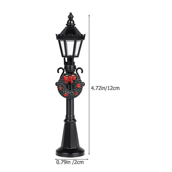 4 stk Black Accent Decor Mini Gatulampa Mini Jullampa Post Juldekorationer Mini Street Light Model（12X2CM，Svart）