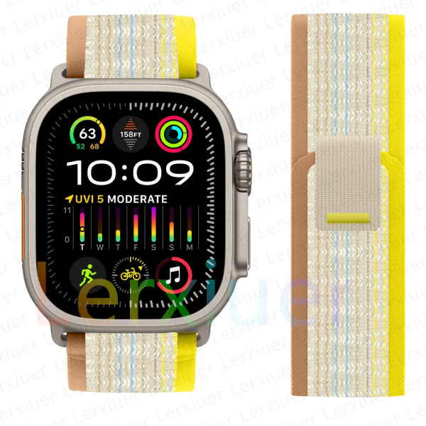 Trailrem til Apple Watch Ultra 2 armbånd 49mm 44mm 45mm 40mm 41mm 38mm 42mm 45 44 mm armbånd iWatch serie 8 9 7 6 5 3 se gul farverig yellow colorful 38 40 41mm