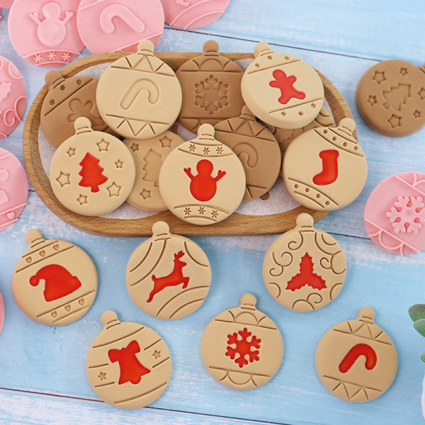 10:a Merry Christmas Cookie ter Set Rund XMAS Tree Fondant Em