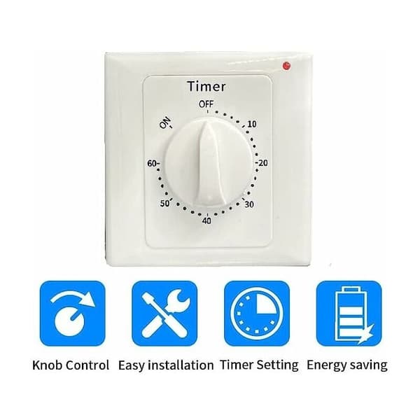 AC 220V Timer Switch Högpresterande Pump Elektronisk Kontroll Mekanisk Nedräkningsuttag Timer - 60min