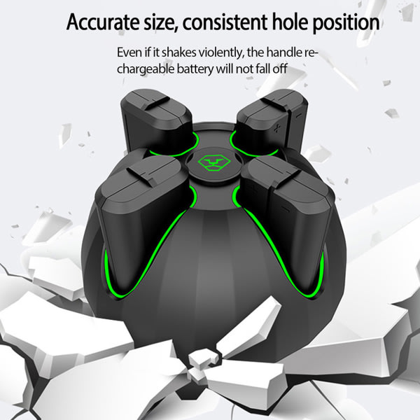 Kontrollenhet Laddningsstasjon med Batteripakke, 4 i 1 Hurtigladerstativ + 4x 1100mAh Batterier for XB Black