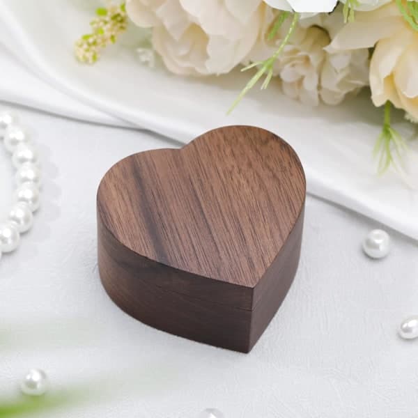 Wedding Ring Box Engagement Ring Box Heart Engagement Ring Holder Box, Wooden Ring Case Ring Gift Box